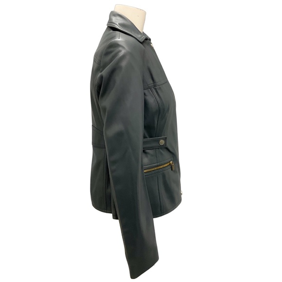 JASON WU CHARCOAL LAMBSKIN LEATHER JACKET - Picture 2 of 6